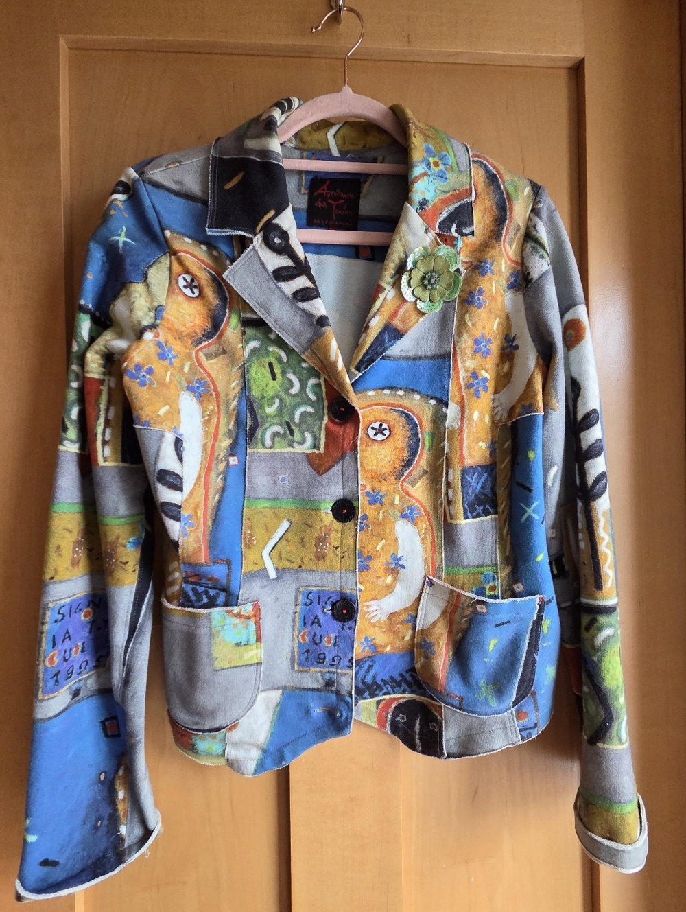 Aventures des Toiles Art Blazer Wearable Art Size 40 Rare Collector Piece - Picture 4 of 11